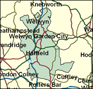 Welwyn Hatfield - Local Map of the constituency